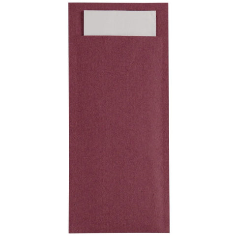 Europochette Burgundy Cutlery Pouch with White Napkin (Pack of 500)