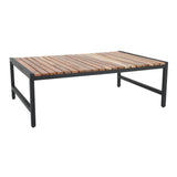 Bolero Steel and Acacia Low Coffee Table 1200x800mm
