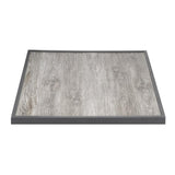 Bolero Wood Grain Effect Outdoor Tempered Glass Table Top Grey Trim 700mm