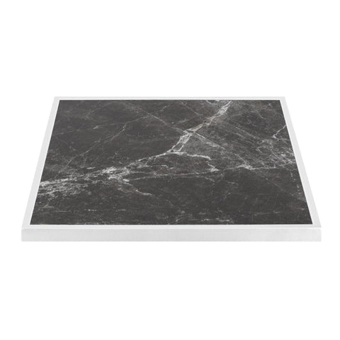 Bolero Dark Granite Effect Outdoor Tempered Glass Table Top White Trim 700mm