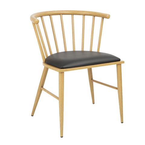 Bolero Harrowdene Padded Metal Side Chairs Wood Effect (Pack of 2)