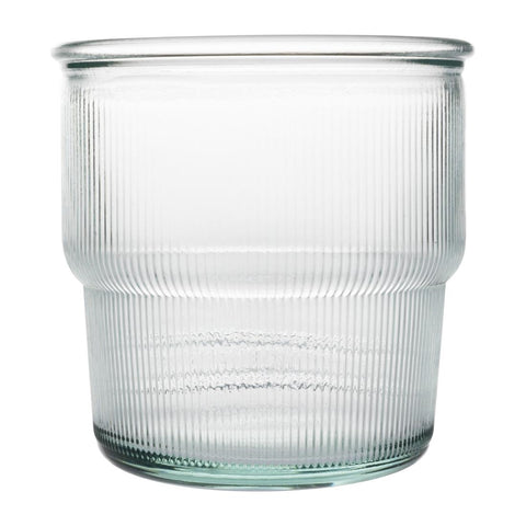 Olympia Recycled Glass Ribbed Stackable Tumblers 300ml (Pack of 6)