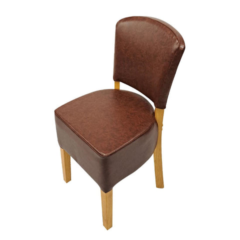 Hanoi Dining Chair In Soft Oak with Bison Vinyl Espresso (Pack of 2)