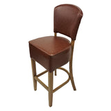 Hanoi Bar Chair In Weathered Oak with Bison Espresso Vinyl Seatpad