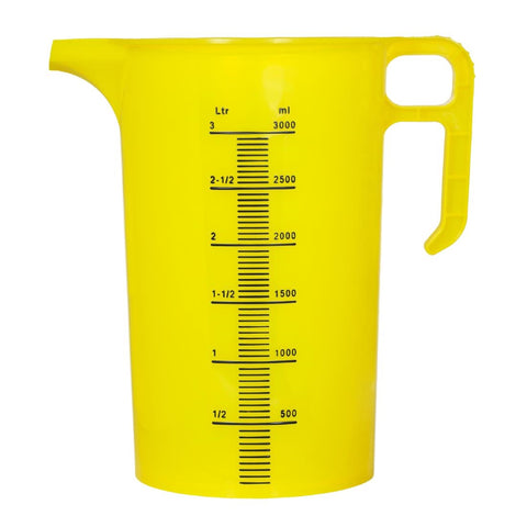 Pro-Measures Polypropylene Measuring Jug Yellow 3Ltr