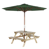 Rowlinson Picnic Table 5ft With Green Parasol 2.7m