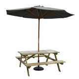 Rowlinson Picnic Table 5ft with Grey Parasol 2.7m & Base 15kg
