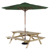 Rowlinson Picnic Table 6ft with Green Parasol 2.7m & Base 15kg