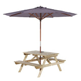 Rowlinson Picnic Table 6ft with Grey Parasol 2.7m