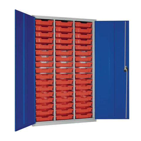 51 Tray High-Capacity Storage Cupboard - Blue with Red Trays