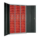 51 Tray High-Capacity Storage Cupboard - Dark Grey with Red Trays