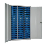 51 Tray High-Capacity Storage Cupboard - Grey with Blue Trays
