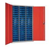51 Tray High-Capacity Storage Cupboard - Red with Blue Trays
