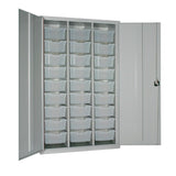 27 Tray High-Capacity Storage Cupboard - Grey with Transparent Trays