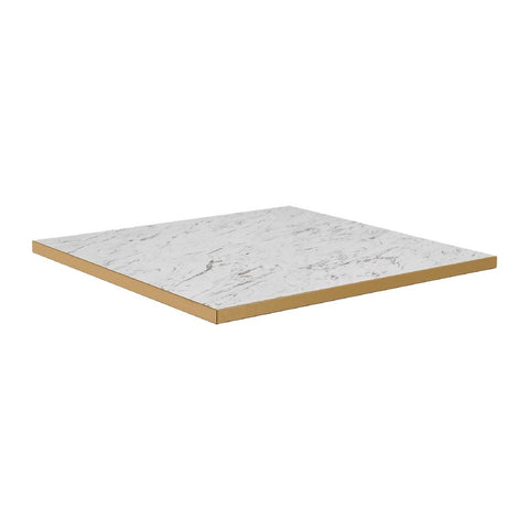 Omega Square Laminate Table Top White Carrara Marble 600x600mm