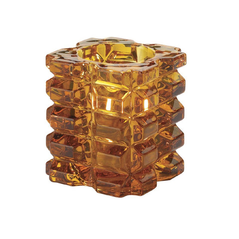 Hollowick Faceted Cube Amber Glass Votive 76mm x 83mm (Pack of 6)