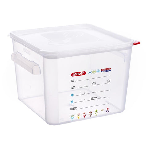Araven Squared Transparent Polypropylene Container with Lid 12Ltr