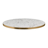 Omega Round Laminate Table Top White Carrara Marble 800mm