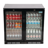 Polar Back Bar Cooler with Hinged Doors in Black 198Ltr