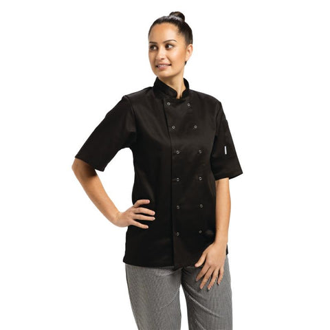 Whites Vegas Unisex Chef Jacket Short Sleeve Black - XL