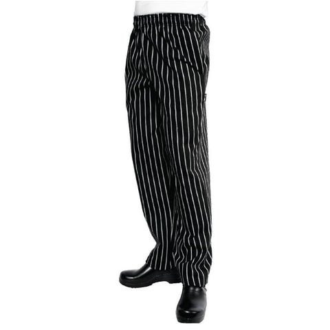 Chef Works Unisex Easyfit Chefs Trousers Black and White Striped 4XL