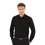 Brook Taverner Mens Long Sleeve Black Rapino Shirt - Collar -15"