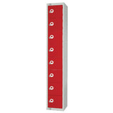 Elite Eight Door Electronic Combination Locker with Sloping Top Red