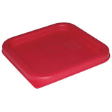 Vogue Polycarbonate Square Food Storage Container Lid Red Small