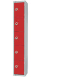 Elite Five Door Padlock Locker with Sloping Top Red