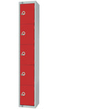 Elite Five Door Padlock Locker with Sloping Top Red