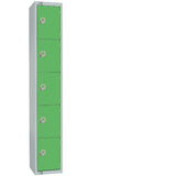 Elite Five Door Electronic Combination Locker with Sloping Top Green