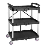 Vogue 3 Tier PP Folding Trolley Black Small