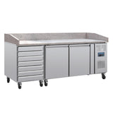 Polar Two Door Pizza Counter with Marble Top and Dough Drawers 290Ltr