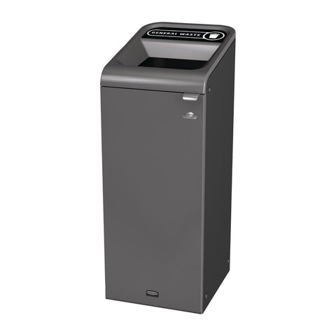 Rubbermaid Configure Recycling Bin with General Waste Label Black 57L