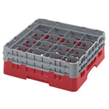 Cambro Camrack Red 16 Compartments Max Glass Height 133mm