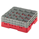 Cambro Camrack Red 16 Compartments Max Glass Height 156mm