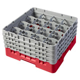 Cambro Camrack Red 16 Compartments Max Glass Height 215mm