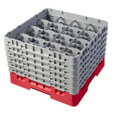 Cambro Camrack Red 16 Compartments Max Glass Height 298mm