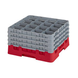 Cambro Camrack Red 16 Compartments Max Glass Height 238mm