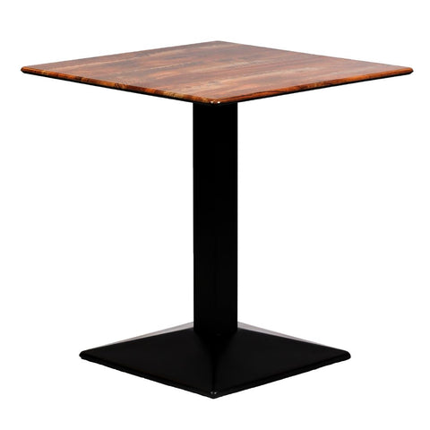 Turin Metal Base Square Dining Table with Laminate Top Planked Oak 600mm