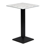Turin Metal Base Square Poseur Table with Laminate Top Marble 600mm