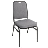 Bolero Steel Banqueting Chair Square Back with Grey Plain Cloth (Pack of 4)