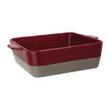Olympia Red And Taupe Ceramic Roasting Dish &#189;GN