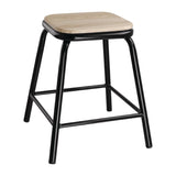 Bolero Cantina Low Stools with Wooden Seat Pad Black (Pack of 4)
