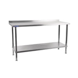 Holmes Stainless Steel Wall Table with Upstand 1800mm