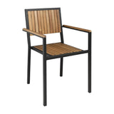 Bolero Steel & Acacia Wood Arm Chair (Pack of 4)