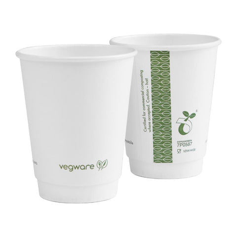 Vegware Hot Cup White Double Wall 8oz 79-Series (Pack of 500)