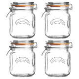 Kilner Square Clip Top Jar 1Ltr (Pack 4)               