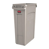 Rubbermaid Slim Jim Container With Venting Channels Beige 87Ltr