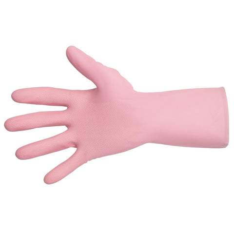 MAPA Vital 115 Liquid-Proof Light-Duty Janitorial Gloves Pink Medium